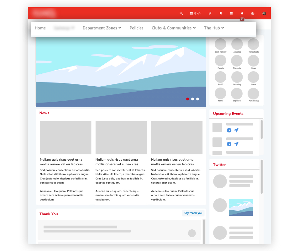 Claromentis intranet wireframe