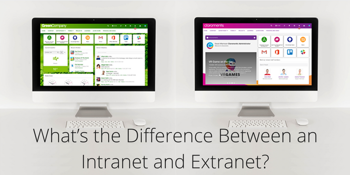 What’s the Difference Between an Intranet and Extranet? | example home page screenshots on side by side machines