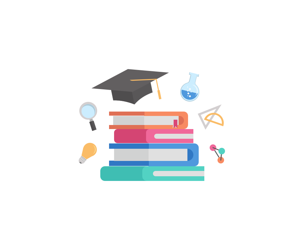 Books and a learning cap symbol