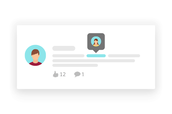 Chat icon with Likes and Comments on a post