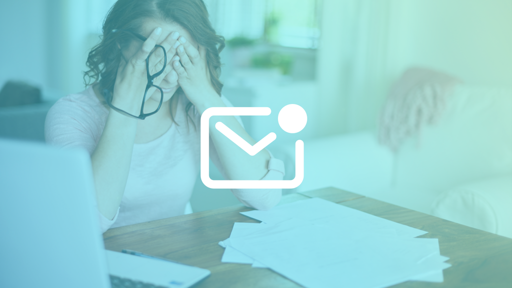 frustrated woman reading with email icon