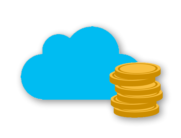 Image of a pile of coins and a cloud icon