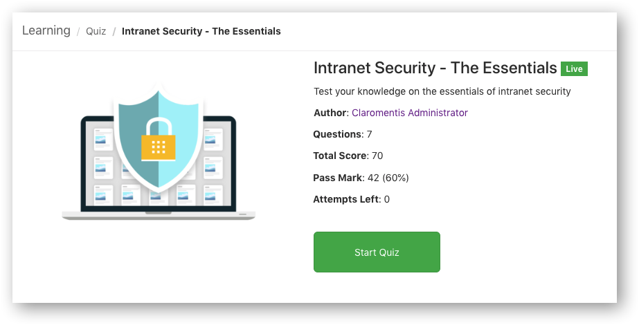 Intranet security quiz | Claromentis