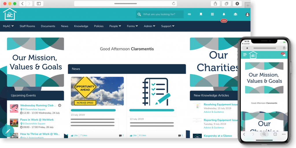 Apprenticeship Connect intranet homepage | Claromentis