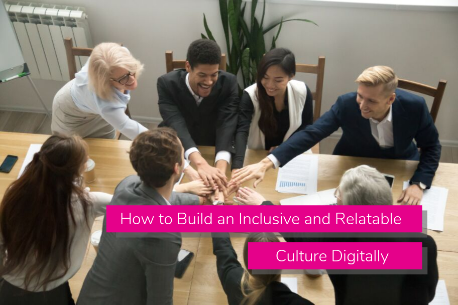 team connecting around work table