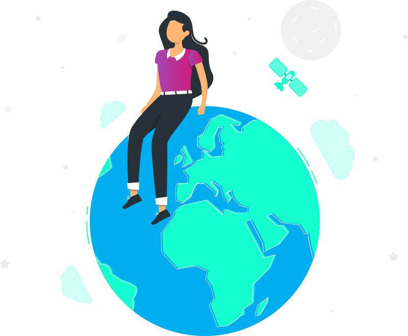 woman on globe