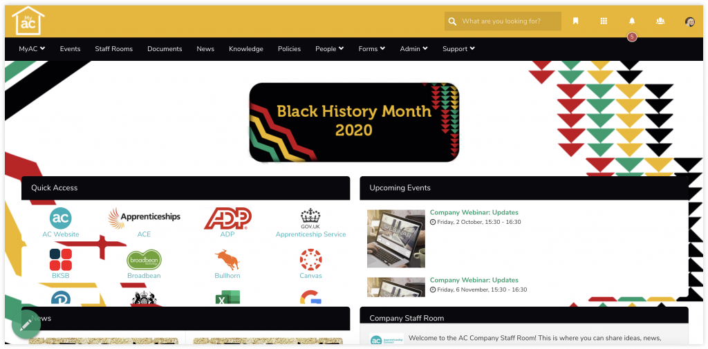 Black history month intranet example