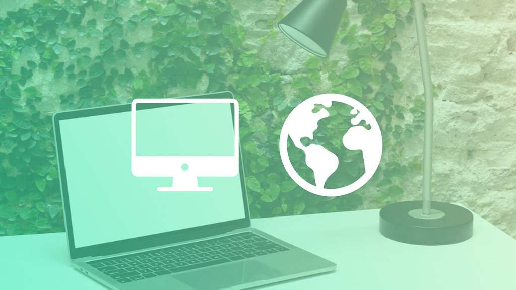 green image with globe and computer icons