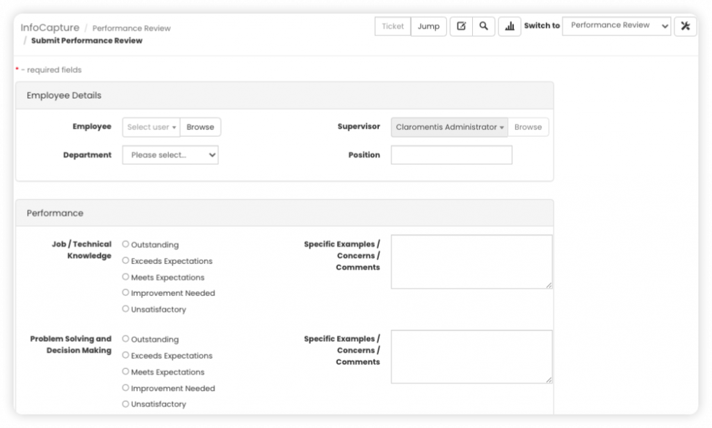 Claromentis InfoCapture app example