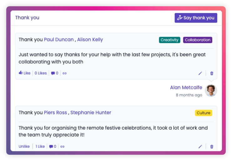 claromentis-kudos-app-showing-employee-thank-you-notes