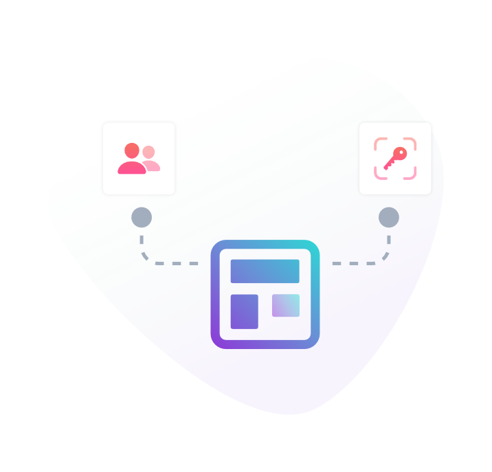 Illustration of the Claromentis app with 2 nodes connecting apps to it - the People App and the Two Factor app